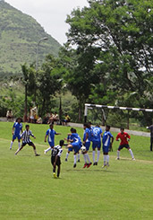 image of student's football game at D Y Patil College